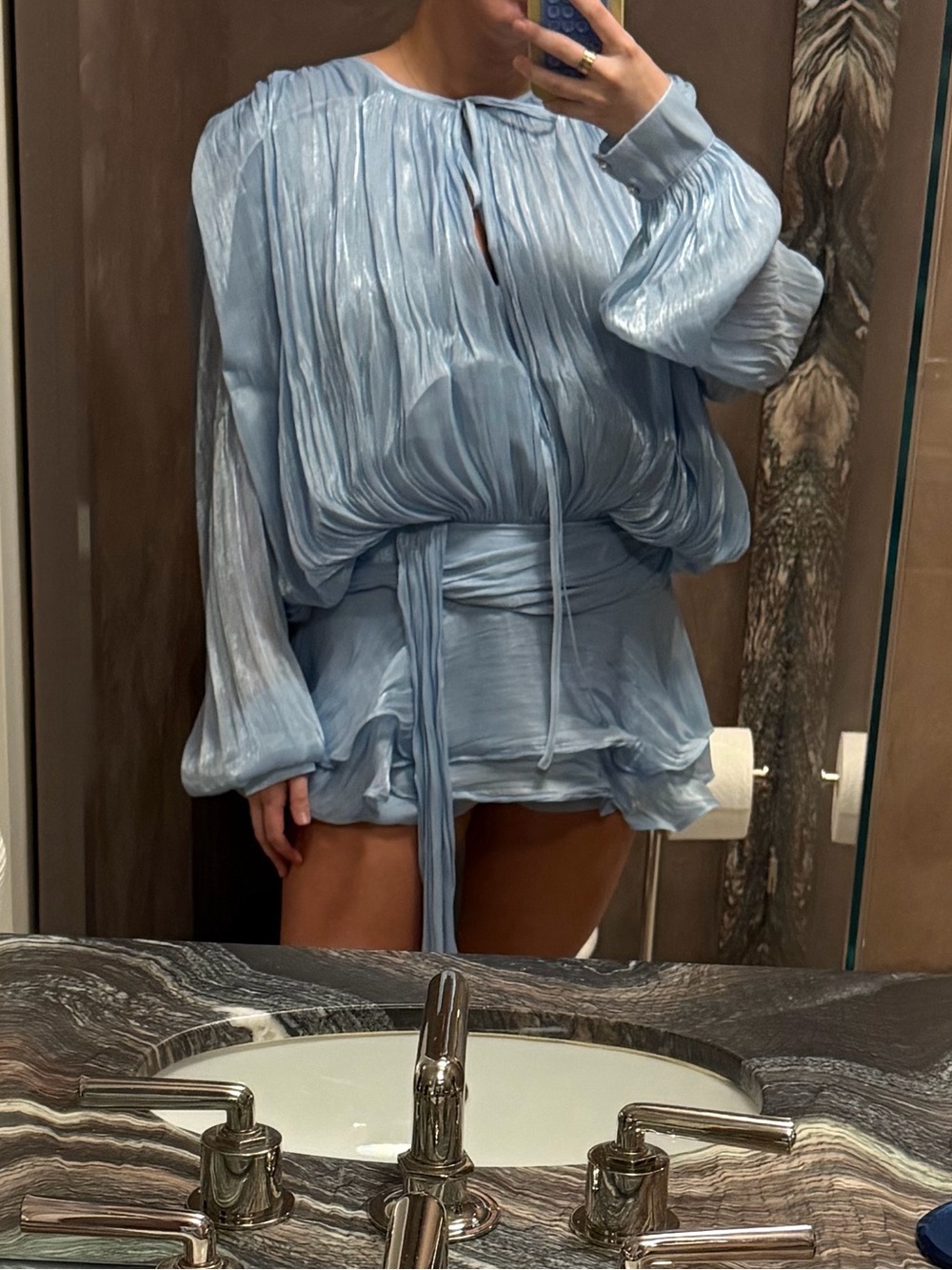 Miss Rosier Eugénie Blue Fully Pleated Ruffled Mini Dress - Picture 4 of 5